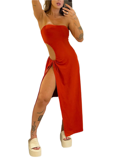 Blake – Abito lungo donna senza spalline con laccio laterale
