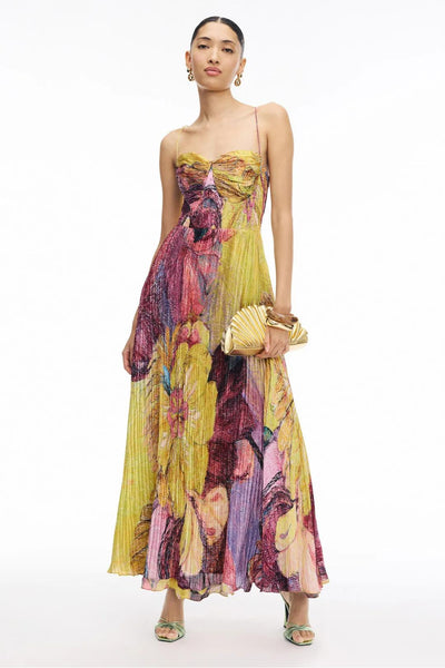 Dahlia – Abito Lungo da Donna a Fantasia Ikat Multicolore