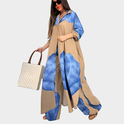 Angelica – Completo Donna con Camicia Lunga e Pantaloni con Laccetto
