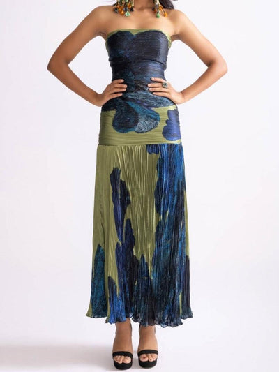 Elena – Abito Midi Donna in Chiffon con Pieghe Romantiche