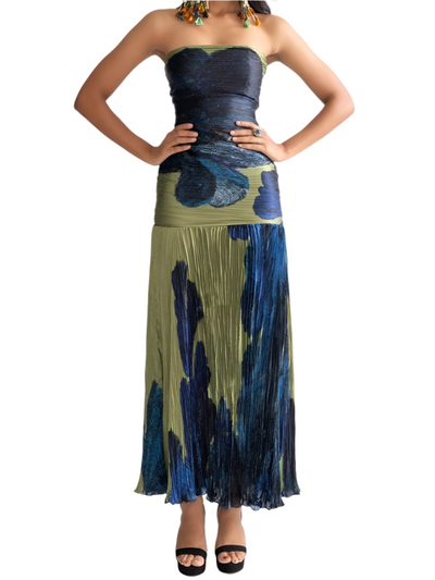 Elena – Abito Midi Donna in Chiffon con Pieghe Romantiche