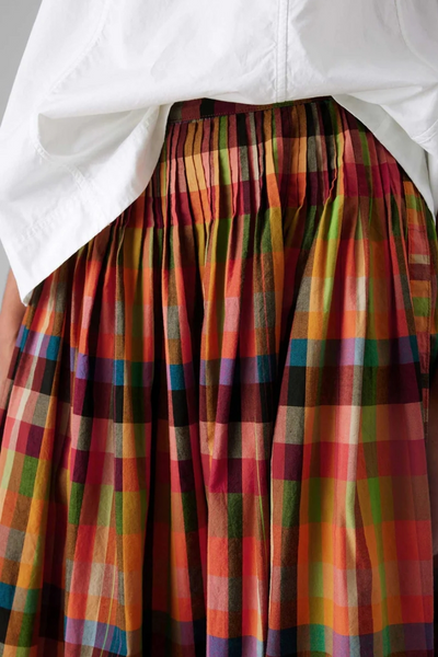 Aiki – Gonna a Pieghe da Donna a Quadri Multicolore