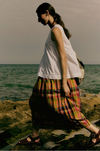 Aiki – Gonna a Pieghe da Donna a Quadri Multicolore