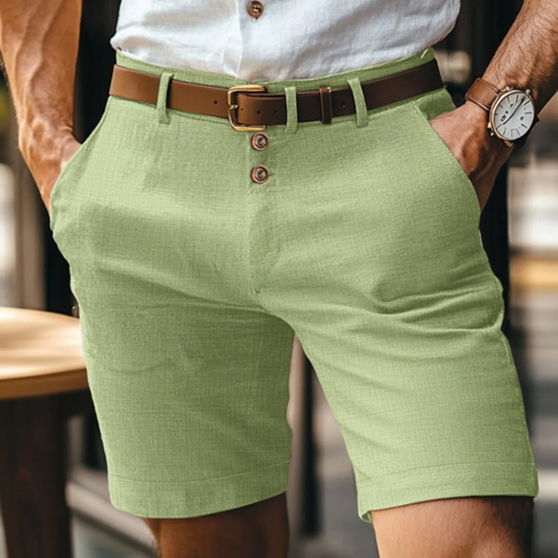 Pantaloncini in Lino Uomo con Bottoni