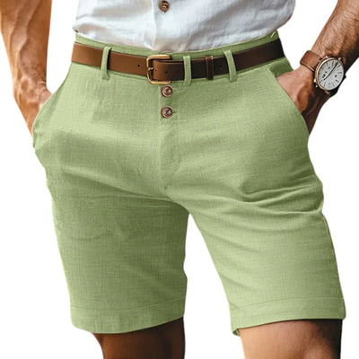 Pantaloncini in Lino Uomo con Bottoni