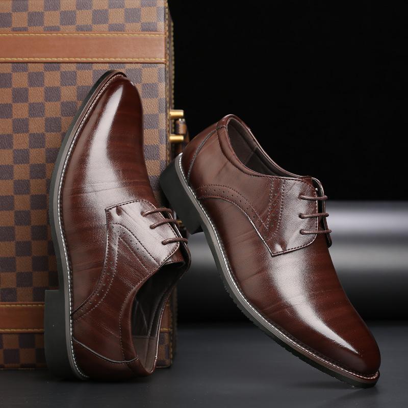 Scarpe in Pelle Plus Size Uomo con Suola in Gomma
