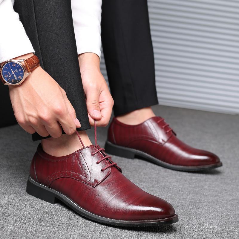 Scarpe in Pelle Plus Size Uomo con Suola in Gomma