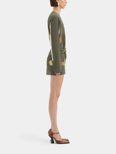 Nancy – Abito Mini da Donna con Fantasia Floreale e Nodo in Vita