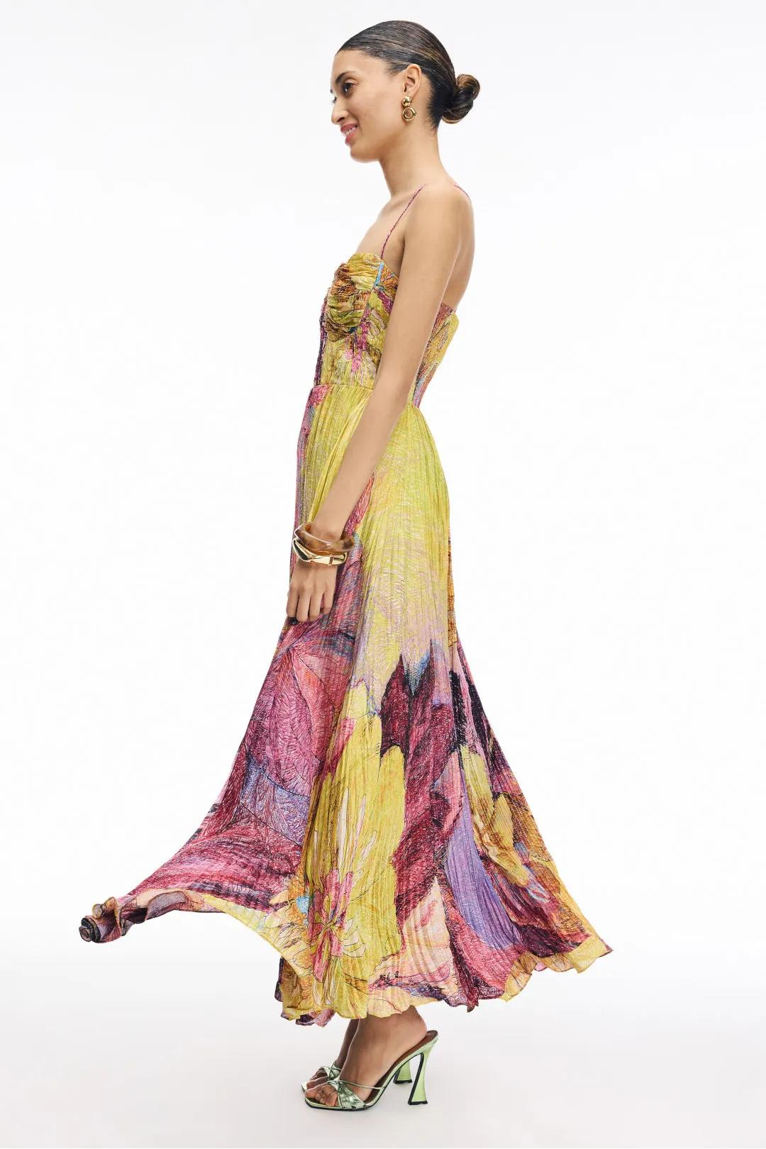 Dahlia – Abito Lungo da Donna a Fantasia Ikat Multicolore