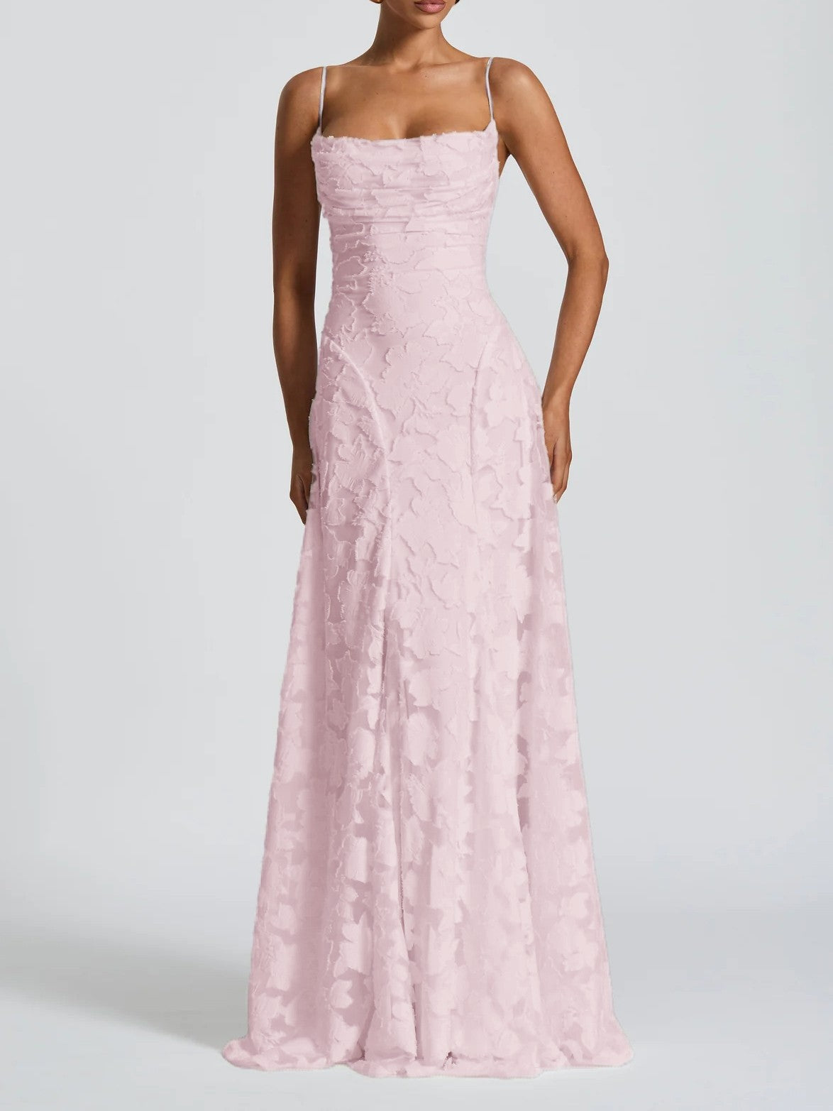 Mariel – Abito Lungo Donna in Jacquard Floreale Avorio