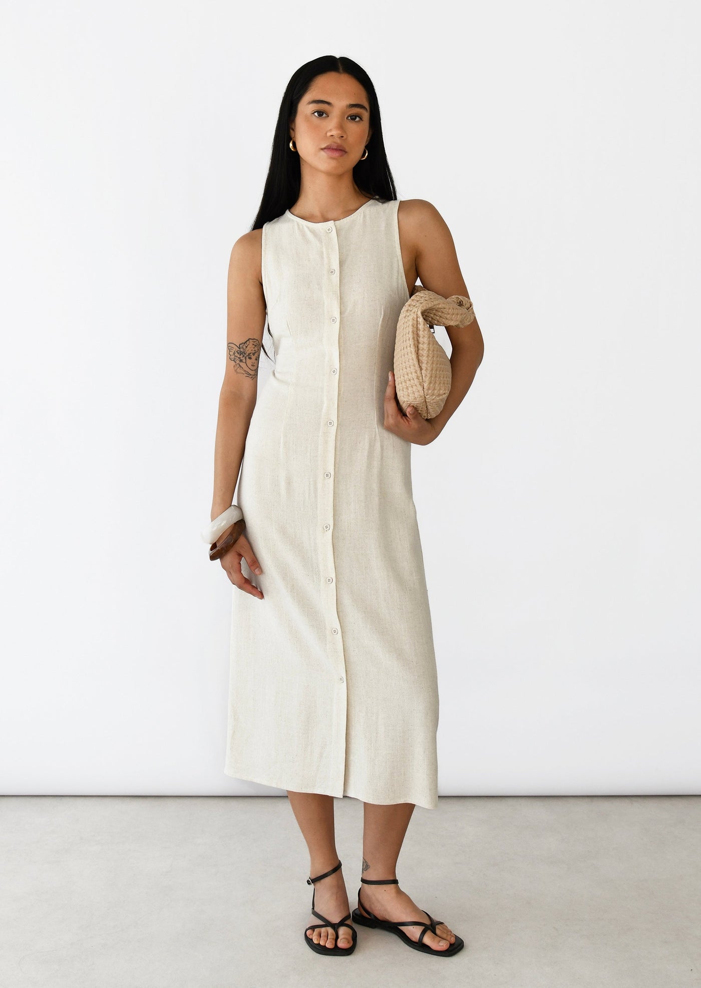Marianne – Abito Midi Senza Maniche in Misto Lino da Donna