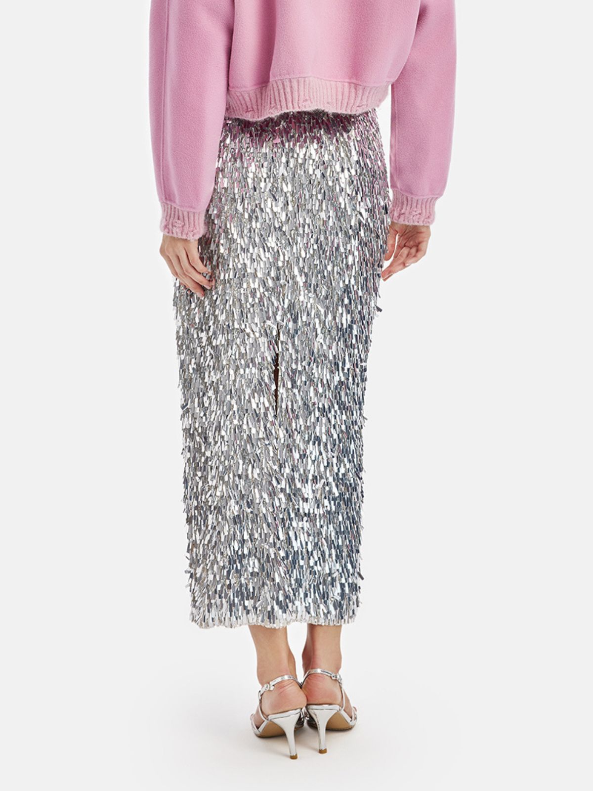 Kimberly – Gonna Midi da Donna con Paillettes e Spacco Laterale