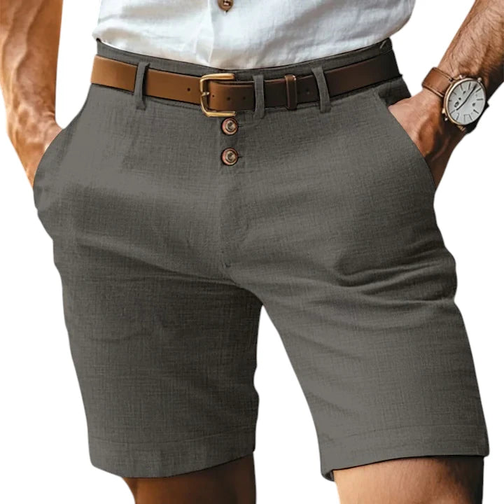 Pantaloncini in Lino Uomo con Bottoni