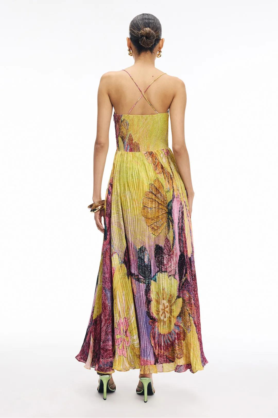 Dahlia – Abito Lungo da Donna a Fantasia Ikat Multicolore