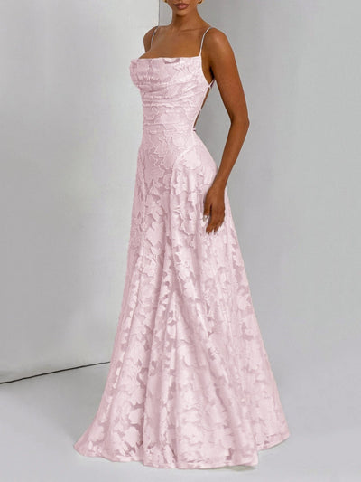 Mariel – Abito Lungo Donna in Jacquard Floreale Avorio