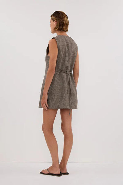 Rebecca – Completo Donna in Tweed Cioccolato con Gilet Tunica e Shorts