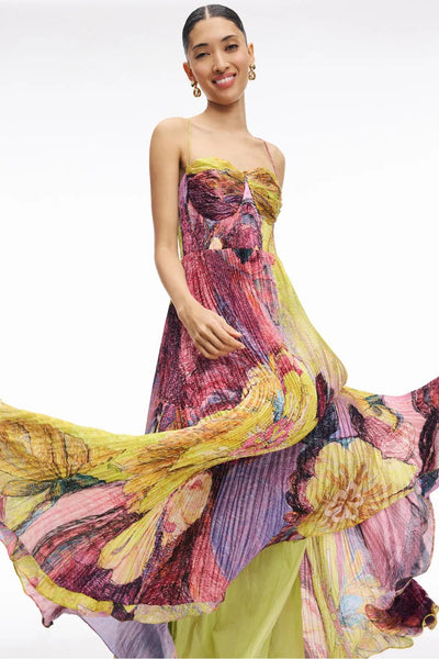Dahlia – Abito Lungo da Donna a Fantasia Ikat Multicolore
