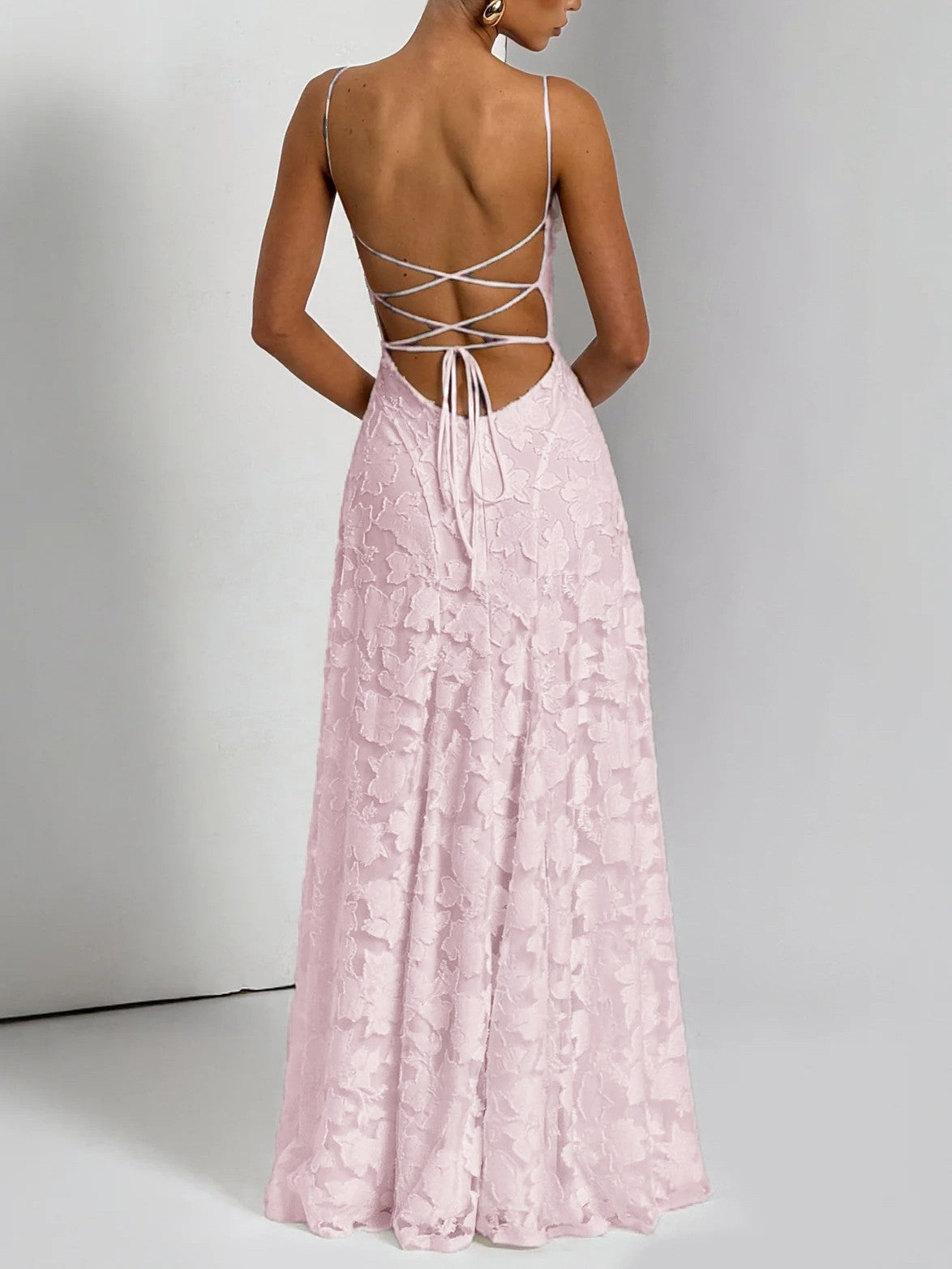 Mariel – Abito Lungo Donna in Jacquard Floreale Avorio