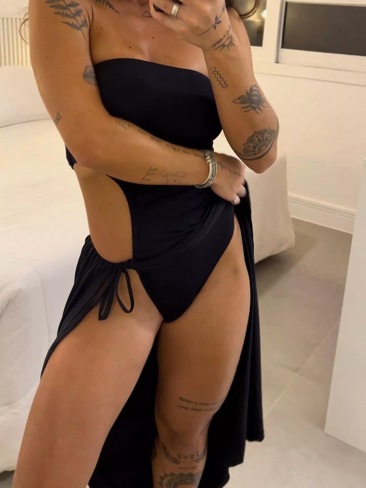 Blake – Abito lungo donna senza spalline con laccio laterale