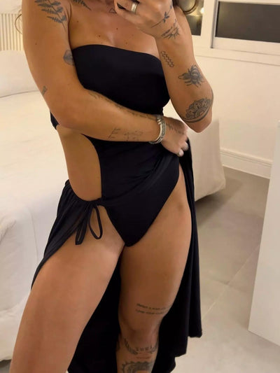 Blake – Abito lungo donna senza spalline con laccio laterale