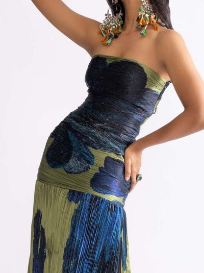 Elena – Abito Midi Donna in Chiffon con Pieghe Romantiche
