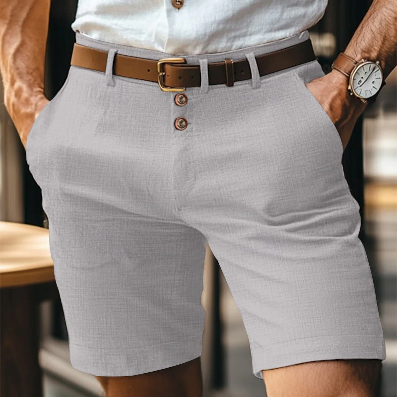 Pantaloncini in Lino Uomo con Bottoni