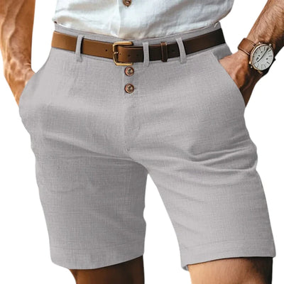 Pantaloncini in Lino Uomo con Bottoni