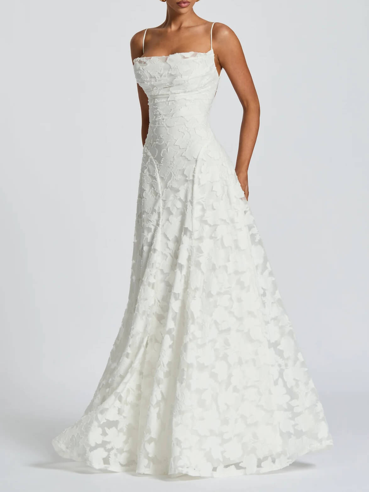 Mariel – Abito Lungo Donna in Jacquard Floreale Avorio