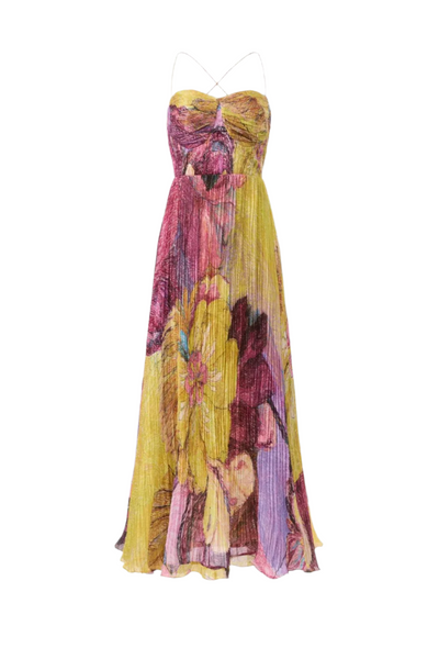 Dahlia – Abito Lungo da Donna a Fantasia Ikat Multicolore