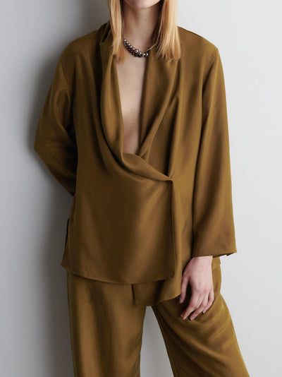 Ayessa – Completo Blazer Donna con Revers a Sciarpa e Pantaloni Sartoriali