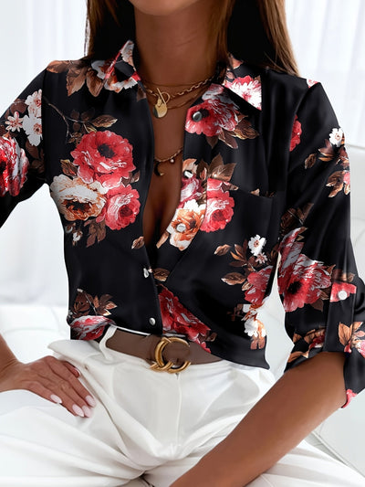 Celine | Blusa Stampata con Maniche Lunghe e Scollatura a V
