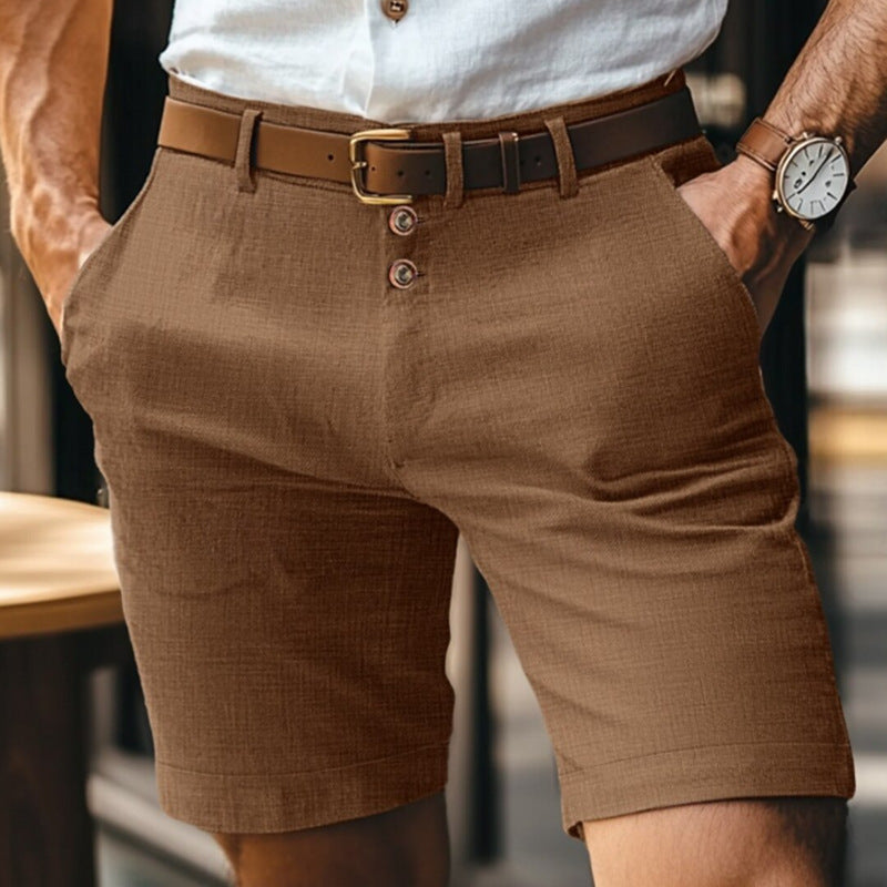 Pantaloncini in Lino Uomo con Bottoni