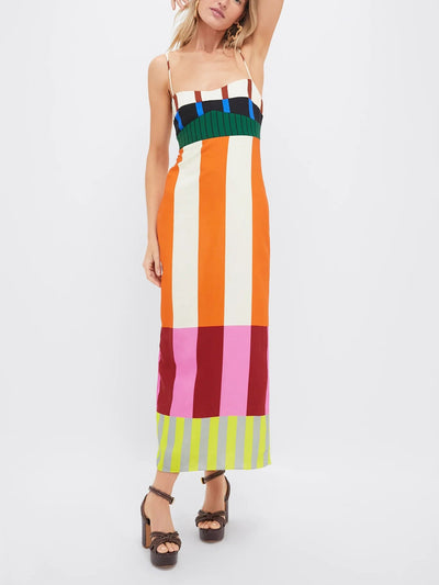 Aysa – Abito Lungo da Donna a Righe Geometriche