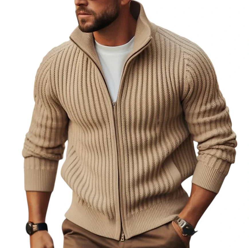 Cardigan Uomo in Maglia con Collo Alto