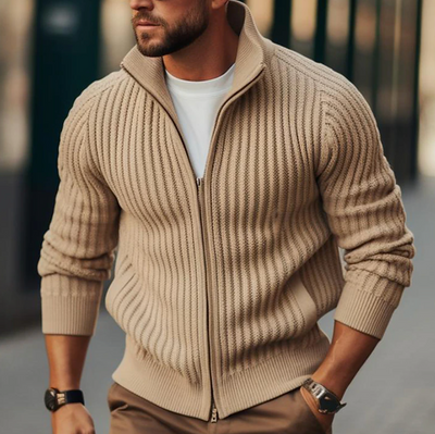 Cardigan Uomo in Maglia con Collo Alto