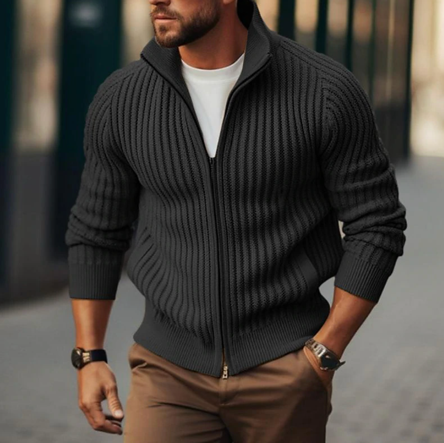 Cardigan Uomo in Maglia con Collo Alto
