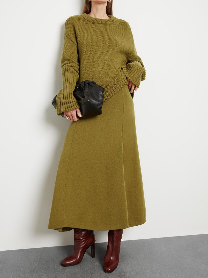 Lucienne – Set Maglia Lavorata & Gonna Lunga da Donna