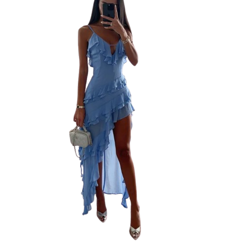 Abito Midi Elegante Donna in Chiffon Premium