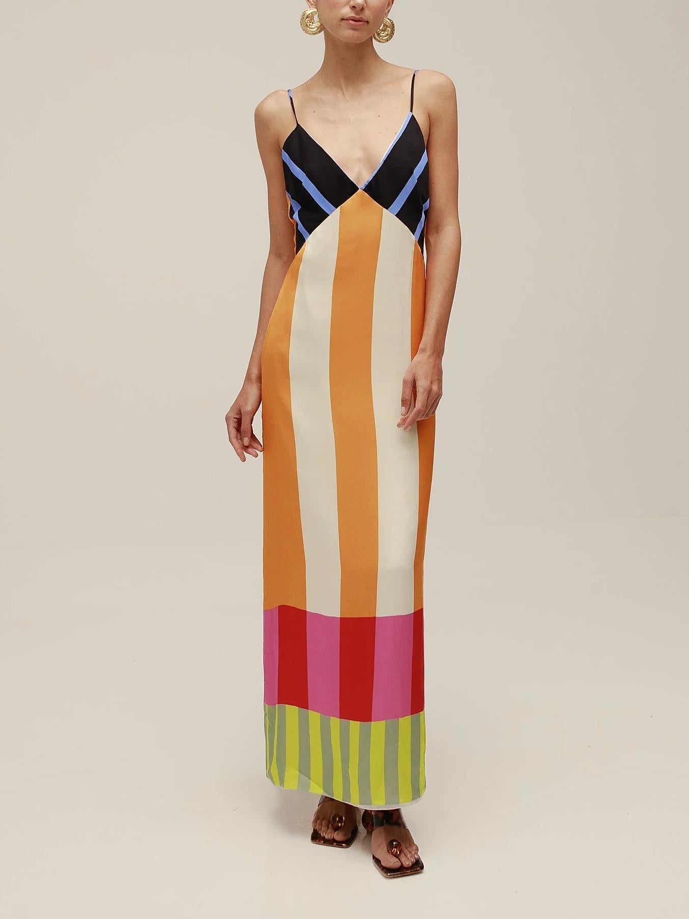 Aysa – Abito Lungo da Donna a Righe Geometriche