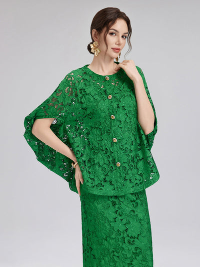 Stephany – Blusa da Donna in Pizzo Smeraldo Elegante