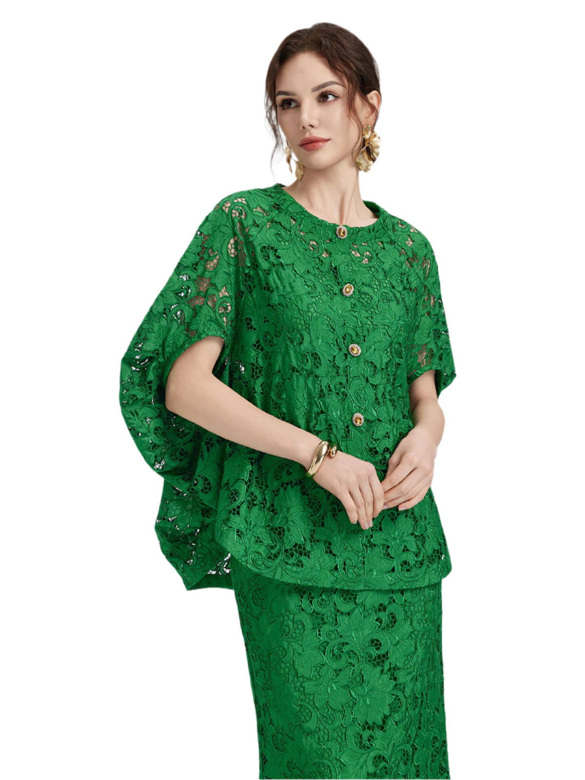 Stephany – Blusa da Donna in Pizzo Smeraldo Elegante