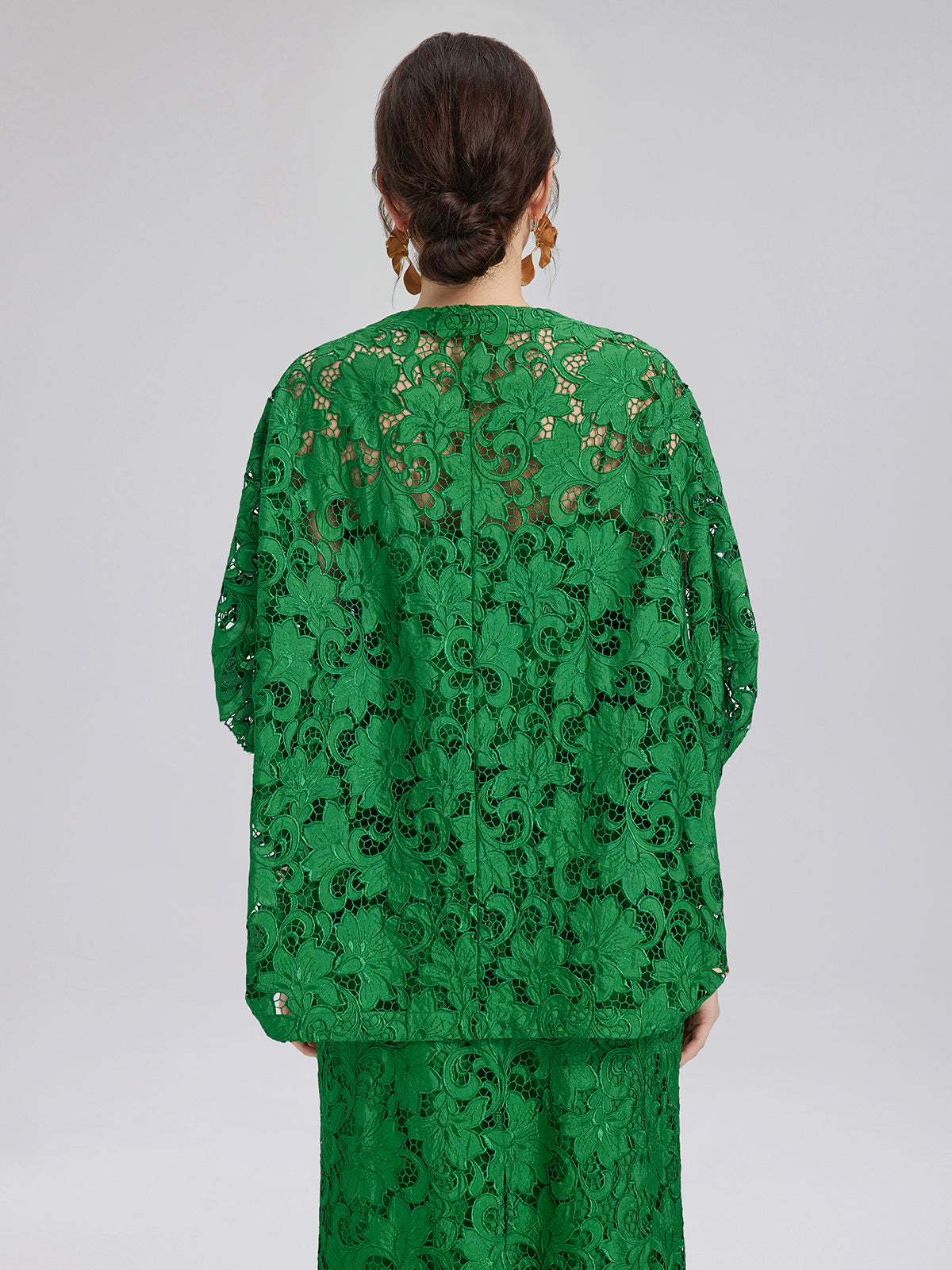 Stephany – Blusa da Donna in Pizzo Smeraldo Elegante