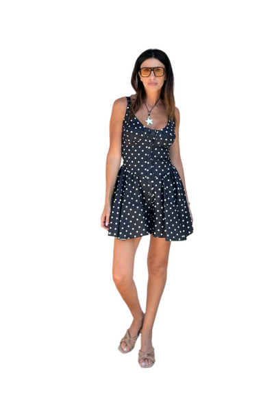Leah – Vestito-tuta svasato a pois da donna