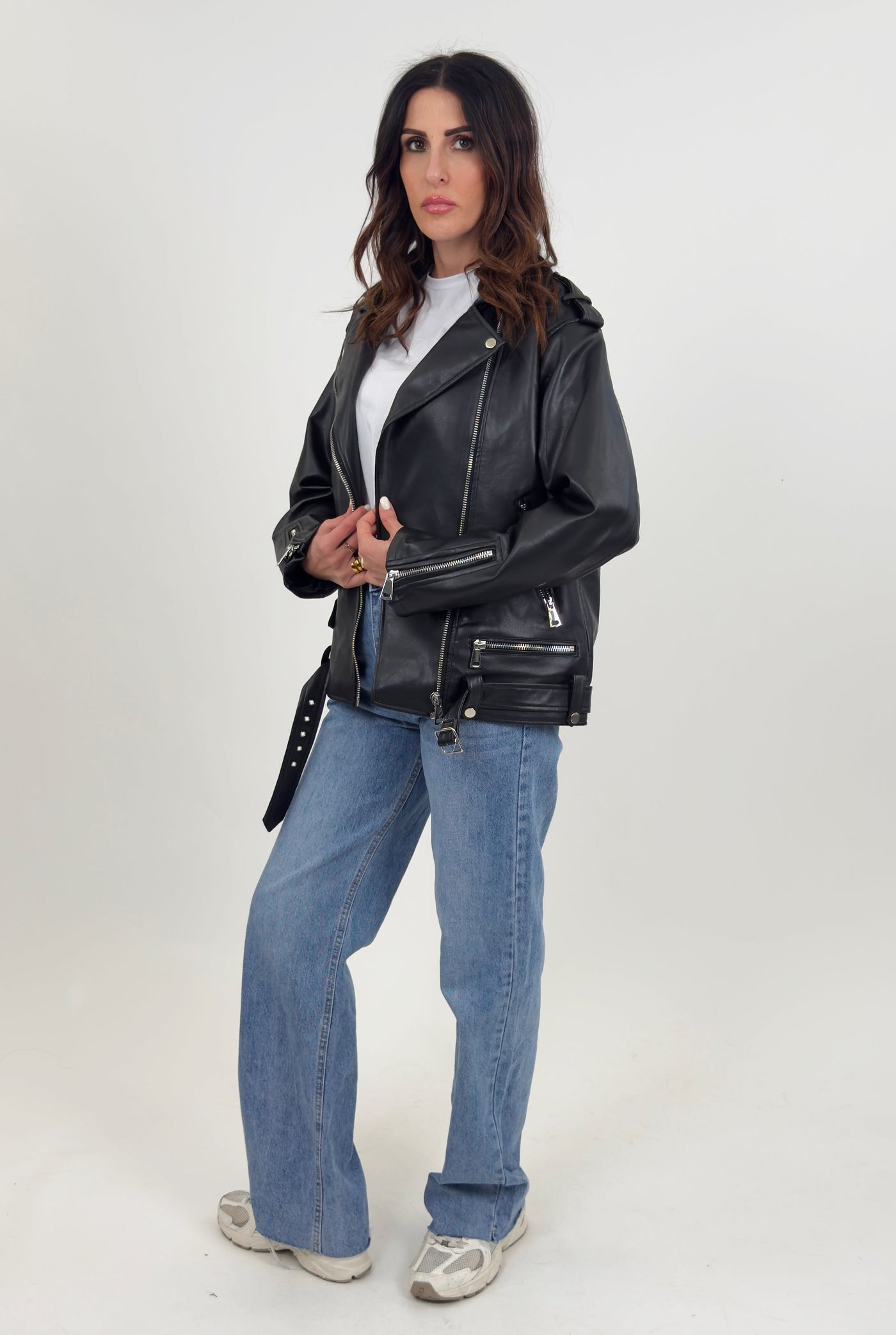 Faye – Giacca biker oversize in ecopelle donna