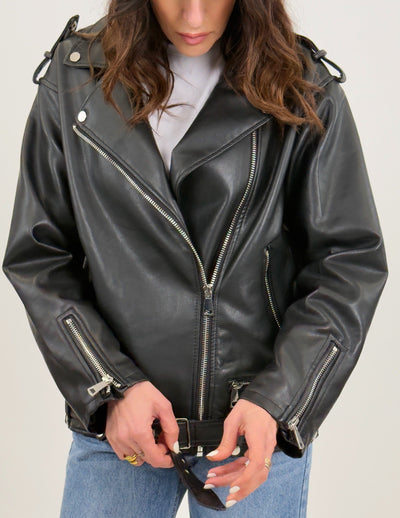 Faye – Giacca biker oversize in ecopelle donna
