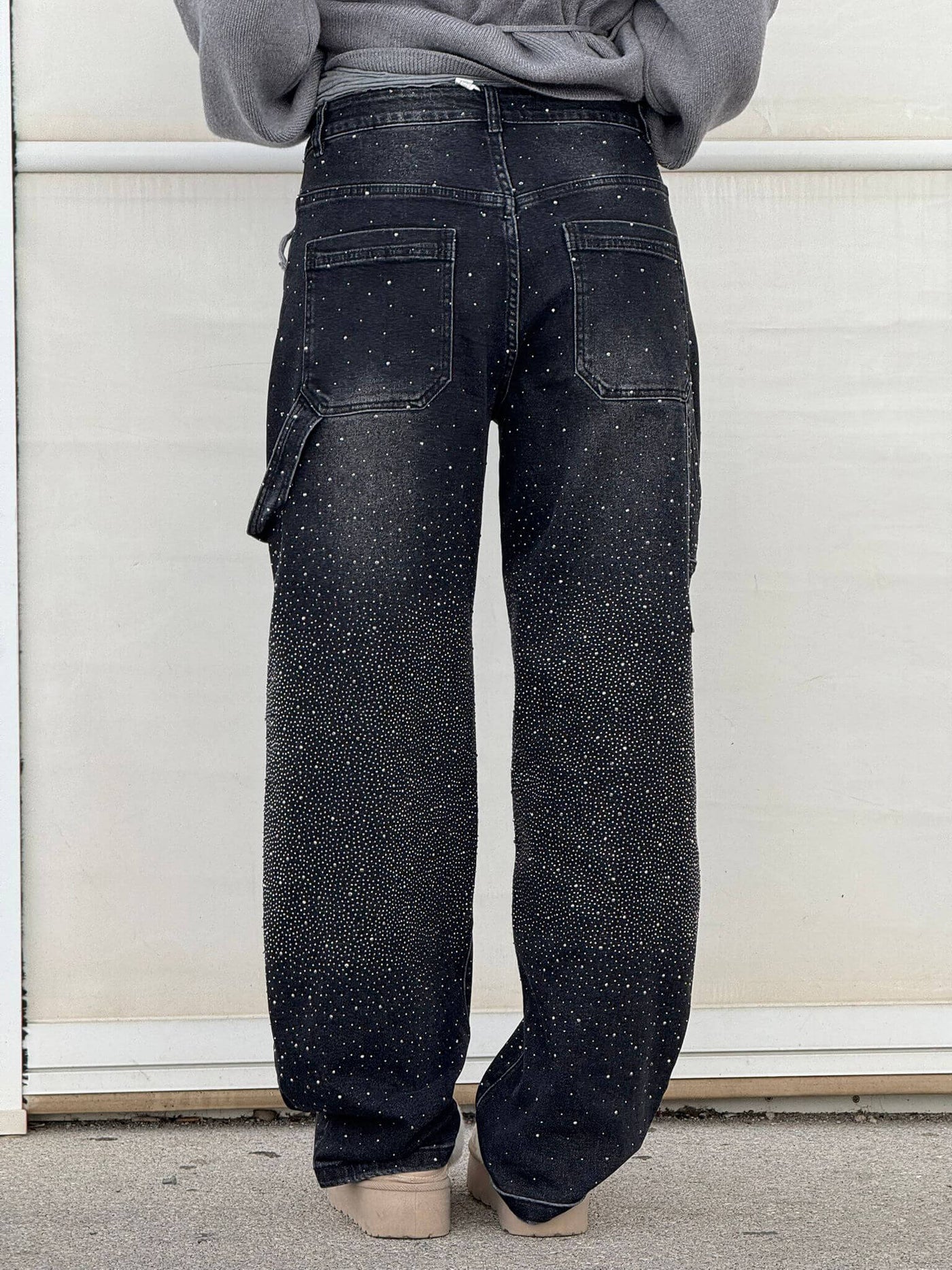 Jeans Balloon Larghe con Dettagli Brillanti Donna