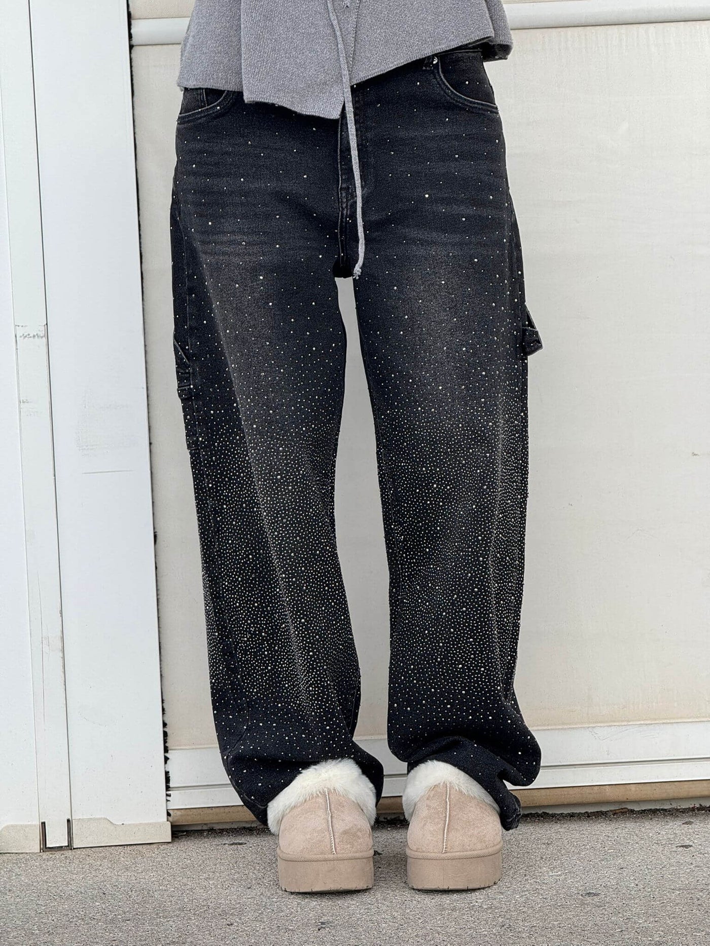Jeans Balloon Larghe con Dettagli Brillanti Donna