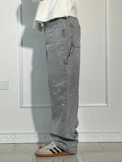Jeans Balloon Larghe con Dettagli Brillanti Donna