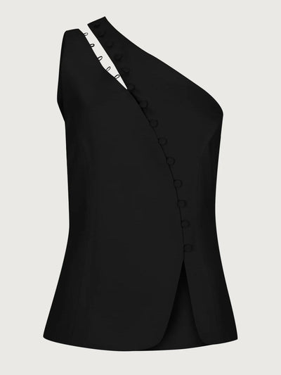 Lorry – Top Asimmetrico Donna Monospalla con Bottoni