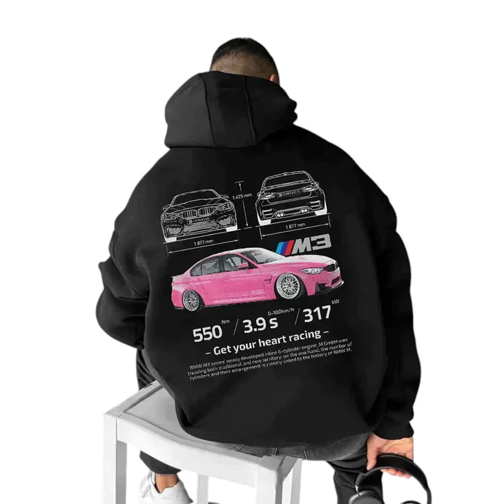 Felpa Oversize con Stampa Auto Uomo